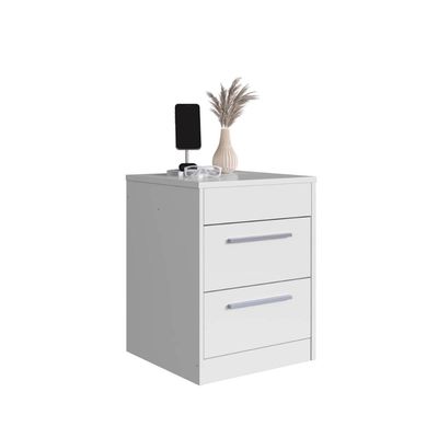 Mesa de Cabeceira Branca com Compartimento Oculto 2 Gavetas MDP Lock Art In Móveis