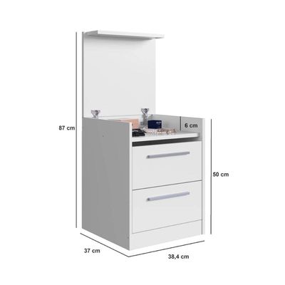 Mesa de Cabeceira Branca com Compartimento Oculto 2 Gavetas MDP Lock Art In Móveis