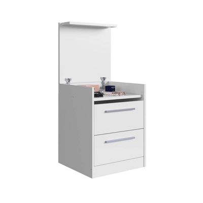 Mesa de Cabeceira Branca com Compartimento Oculto 2 Gavetas MDP Lock Art In Móveis
