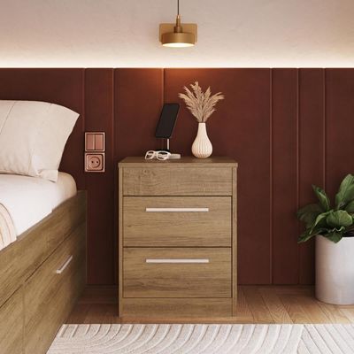 Mesa de Cabeceira Mel com Compartimento Oculto 2 Gavetas MDP Lock Art In Móveis
