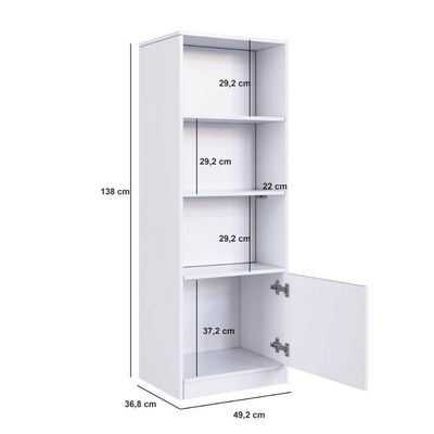 Estante com Compartimento Oculto Branco MDP 3 Prateleiras e 1 Porta Lock Art In Móveis