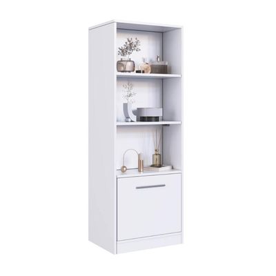 Estante com Compartimento Oculto Branco MDP 3 Prateleiras e 1 Porta Lock Art In Móveis