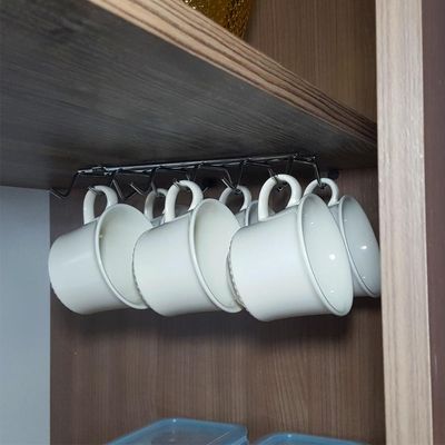 Suporte Porta 12 Xícaras Fixar Armário Organizador De Cozinha