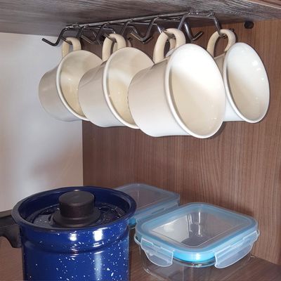 Suporte Porta 12 Xícaras Fixar Armário Organizador De Cozinha