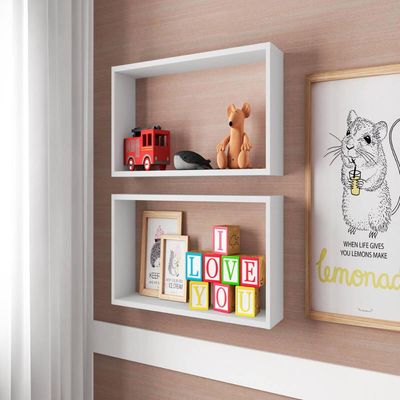 Nicho Infantil Organizador Multiuso Grande Retangular Branco MDP Brinquedos Decoração