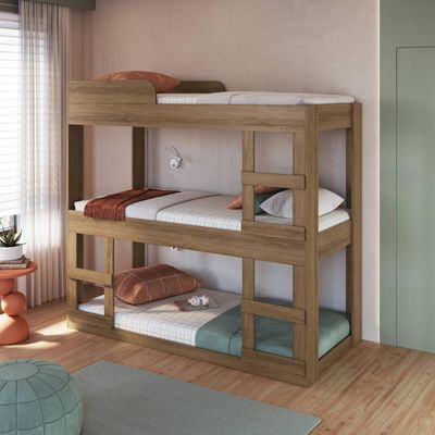 Treliche Solteiro Mel MDP Évora Cama Infantil Tripla Art In Móveis
