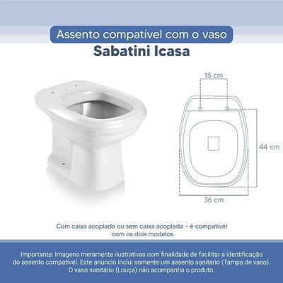 Tampa Vaso Sanitário Poliester Acrilico Sabatini Branco Para Bacia Icasa