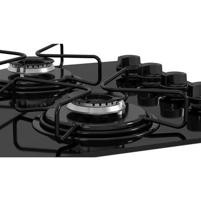 Cooktop 4 Bocas Itatiaia A Gás Em Aço Inox E Mesa Vidro Temperado Essencial Preto - Bivolt