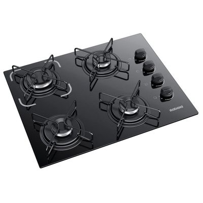 Cooktop 4 Bocas Itatiaia A Gás Em Aço Inox E Mesa Vidro Temperado Essencial Preto - Bivolt