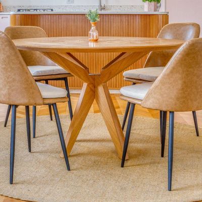 Kit 4 Cadeiras Quebec Com Assento Em Mdf E Base Em Aço Caramelo