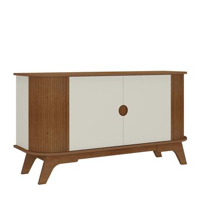 Buffet Aparador Curvo 2 Portas 140 Cm Cinamomo Off White Arly