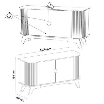Buffet Aparador Curvo 2 Portas 140 Cm Cinamomo Off White Arly