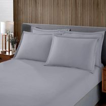 Jogo De Cama Buettner Solteiro Malha 100% Algodão Liso 2 Peças Image Cinza
