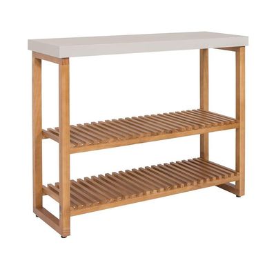 Aparador Gold 2 Prateleiras Ripada Madeira Macica Off White