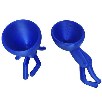 Kit 2 Vasos Preguiçosos Suculentas Decoração 19 Cm Decorativo Azul Metálico