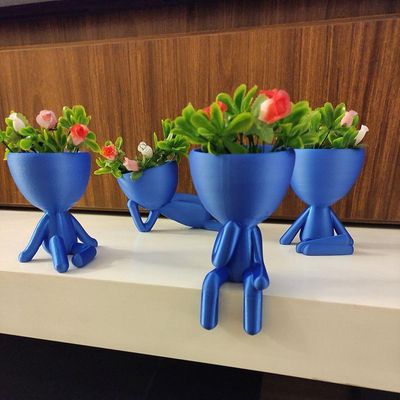 Kit 2 Vasos Preguiçosos Suculentas Decoração 19 Cm Decorativo Azul Metálico