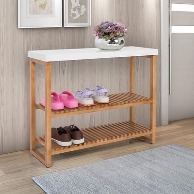 Aparador Balcão Gold Tampo MDF 25mm Maciço Pés Madeira Branco