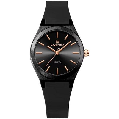 Relógio Analógico Feminino De Quartzo Casual Com Pulseira De Silicone Impermeavel Preto