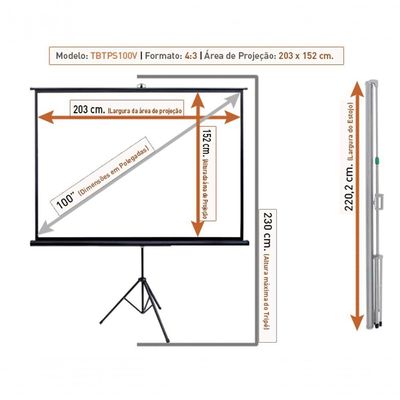Tela De Projeção Tripé Tbtps100v (203 X 152 Cm)