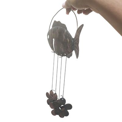 Sino Dos Ventos Peixe Flores Kit 2 Unidades Decoraçao Varanda Enfeite Quintal Jardim Ambiente Externo