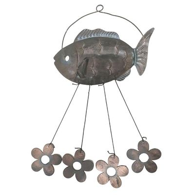 Sino Dos Ventos Peixe Flores Kit 2 Unidades Decoraçao Varanda Enfeite Quintal Jardim Ambiente Externo