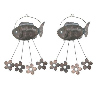 Sino Dos Ventos Peixe Flores Kit 2 Unidades Decoraçao Varanda Enfeite Quintal Jardim Ambiente Externo