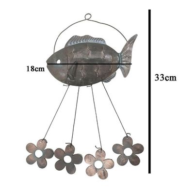 Sino Dos Ventos Peixe Flores Kit 2 Unidades Decoraçao Varanda Enfeite Quintal Jardim Ambiente Externo