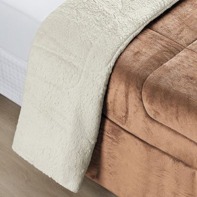 Coberdrom Casa Scarpa Apollo King Sherpa Pele De Carneiro + Manta Flannel - Rosa Alaranjado Apricot