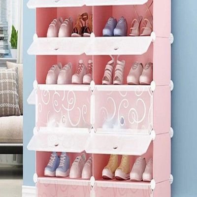 Sapateira Organizador 4 Portas Armario Guarda Roupa Brinquedos Portatil 4 Prateleiras Modular Infantil Adulto Praia Rosa