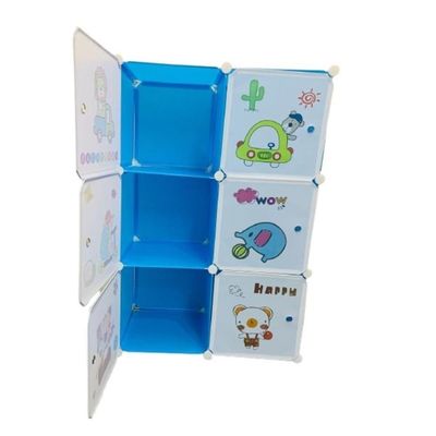 Guarda Roupa Infantil Portatil Armario Modular Organizador De Brinquedos Sapateira Com 6 Portas Desmontavel Meninos Azul