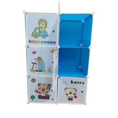 Guarda Roupa Infantil Portatil Armario Modular Organizador De Brinquedos Sapateira Com 6 Portas Desmontavel Meninos Azul