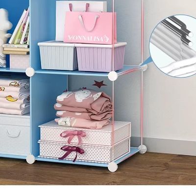 Guarda Roupa Infantil Portatil Armario Modular Organizador De Brinquedos Sapateira Com 6 Portas Desmontavel Meninos Azul