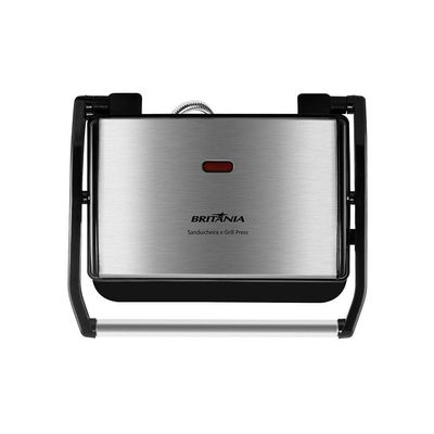 Grill E Sanduicheira Britânia Bgr27i Press 2 Em 1 Inox - Preto 220v
