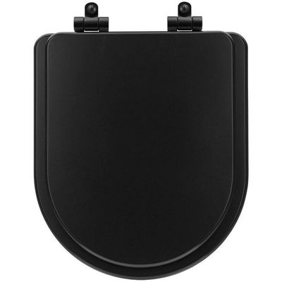 Tampa De Vaso Poliéster Com Amortecedor Nexo Onix (preto Fosco) Para Bacia Roca Com Ferragem Preta