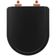 Tampa De Vaso Poliéster Com Fechamento Lento Nexo Onix (preto Fosco) Para Louça Roca Com Ferragem Rose Gold