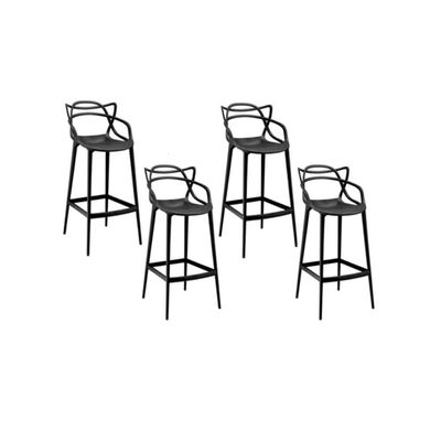 Kit Com 4 Banqueta Média Masters Allegra Empilhavel Resistente 66 Cm Preto