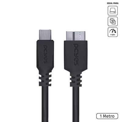 Cabo Usb Tipo C Para Micro Usb B 3.0 1m Preto - P3ucmbp-1