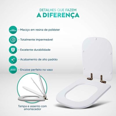 Tampa De Vaso Poliéster Com Amortecedor Piano Marrom Fosco Para Bacia Deca Com Ferragem Marrom