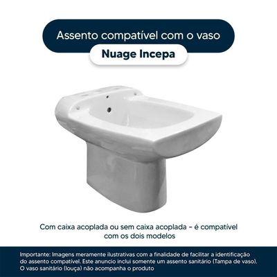 Tampa De Vaso Poliester Nuage Cinza Cinza Claro Para Bacia Incepa
