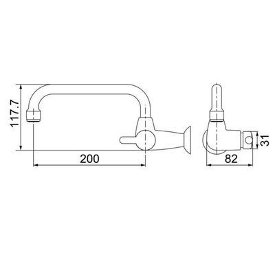 Torneira Para Cozinha De Parede Bica Móvel U Bric Cromada 1164 F31