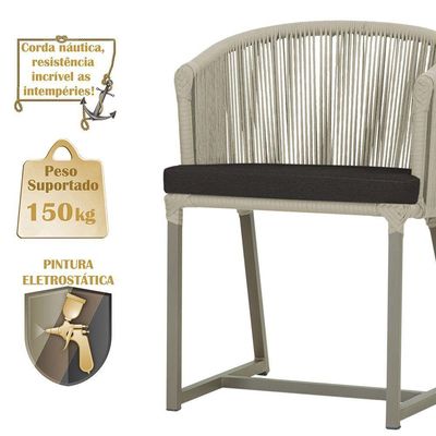 6 Cadeiras De Jantar Noronha Fendi Corda Náutica E9 Trama Rami