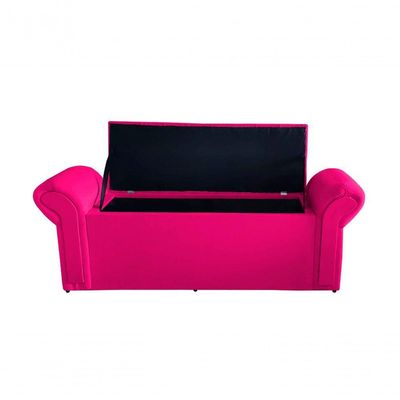Kit De Quarto Cabeceira De Cama Box E Calçadeira Baú Dubai King 195 Cm Suede Rosa Pink Do Lar Móveis E Decoração