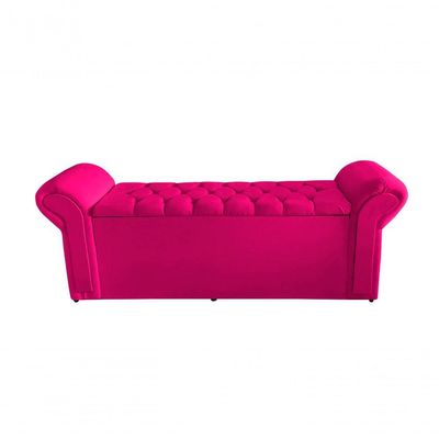 Kit De Quarto Cabeceira De Cama Box E Calçadeira Baú Dubai King 195 Cm Suede Rosa Pink Do Lar Móveis E Decoração