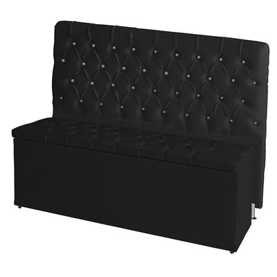 Kit Cabeceira De Cama E Calçadeira Baú Estrela Casal 140 Cm Suede Capitonê Preto Casa Móveis E Decoração