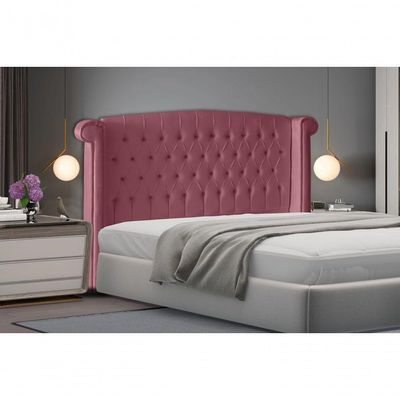 Cabeceira De Cama Box Toquio Casal 140 Cm Suede Rosa Bebê Do Lar Móveis E Decoração