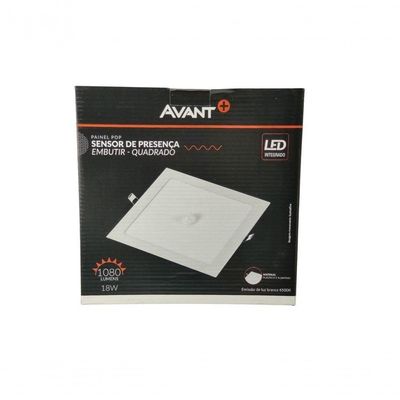 Painel Pop Led Embutir Redondo Com Sensor De Presença Avant - 18w - 6500k Luz Branca