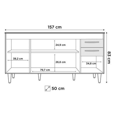 Balcão Gabinete áustria E Pia Inox 160cm 4 Portas - Lumil Móveis Branco