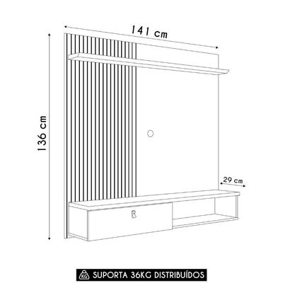 Painel 55 Pol E Bancada Suspensa Talyn Z10 Off-cinamomo - Mpozenato
