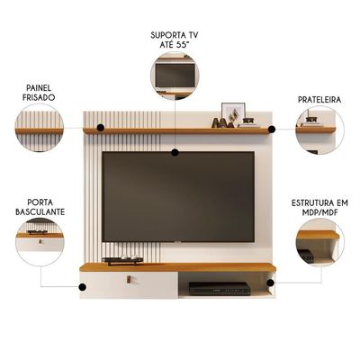 Painel 55 Pol E Bancada Suspensa Talyn Z10 Off-cinamomo - Mpozenato