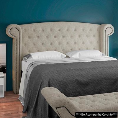 Cabeceira Cama King 195cm Provença E Recamier Veneto P02 Bouclé Cru - Mpozenato